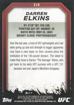 2011 Topps UFC Moment of Truth #216 Darren Elkins Back