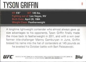 2012 Topps UFC Knockout #8 Tyson Griffin Back