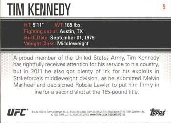 2012 Topps UFC Knockout #9 Tim Kennedy Back