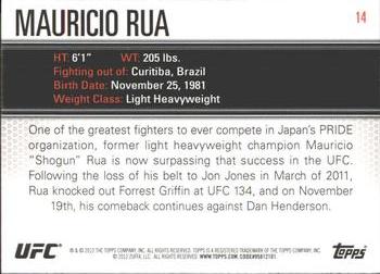 2012 Topps UFC Knockout #14 Mauricio Rua Back