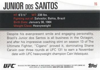 2012 Topps UFC Knockout #15 Junior dos Santos Back