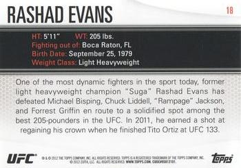 2012 Topps UFC Knockout #18 Rashad Evans Back
