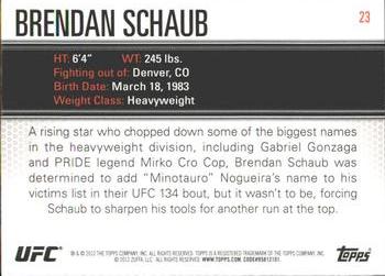 2012 Topps UFC Knockout #23 Brendan Schaub Back