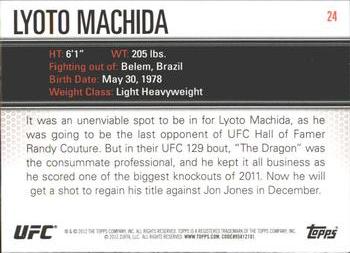 2012 Topps UFC Knockout #24 Lyoto Machida Back