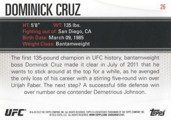 2012 Topps UFC Knockout #26 Dominick Cruz Back