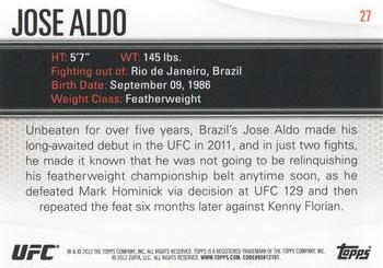 2012 Topps UFC Knockout #27 Jose Aldo Back