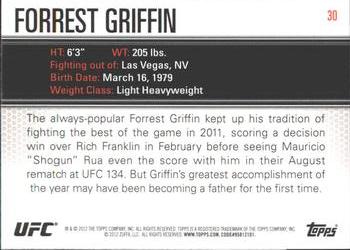 2012 Topps UFC Knockout #30 Forrest Griffin Back