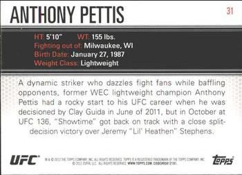 2012 Topps UFC Knockout #31 Anthony Pettis Back
