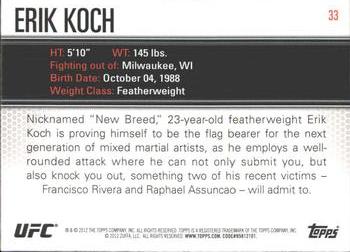 2012 Topps UFC Knockout #33 Erik Koch Back