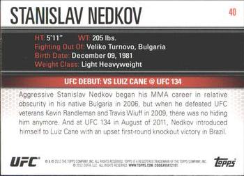 2012 Topps UFC Knockout #40 Stanislav Nedkov Back