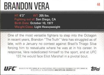 2012 Topps UFC Knockout #44 Brandon Vera Back