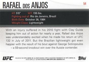 2012 Topps UFC Knockout #54 Rafael dos Anjos Back