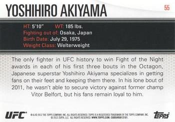 2012 Topps UFC Knockout #55 Yoshihiro Akiyama Back