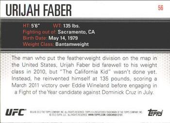 2012 Topps UFC Knockout #56 Urijah Faber Back