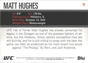 2012 Topps UFC Knockout #59 Matt Hughes Back