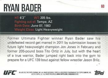 2012 Topps UFC Knockout #60 Ryan Bader Back