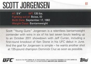 2012 Topps UFC Knockout #61 Scott Jorgensen Back