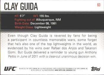 2012 Topps UFC Knockout #63 Clay Guida Back