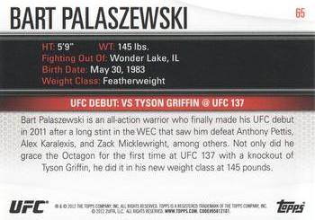 2012 Topps UFC Knockout #65 Bart Palaszewski Back