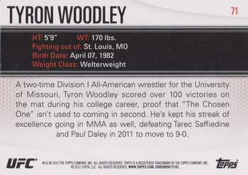 2012 Topps UFC Knockout #71 Tyron Woodley Back