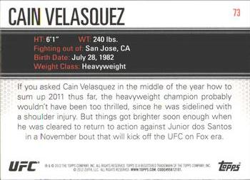 2012 Topps UFC Knockout #73 Cain Velasquez Back