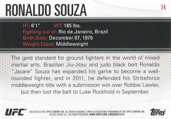 2012 Topps UFC Knockout #74 Ronaldo Souza Back