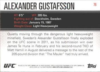 2012 Topps UFC Knockout #76 Alexander Gustafsson Back