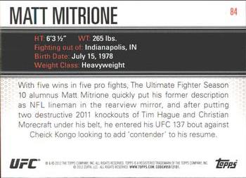 2012 Topps UFC Knockout #84 Matt Mitrione Back