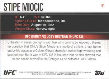 2012 Topps UFC Knockout #91 Stipe Miocic Back