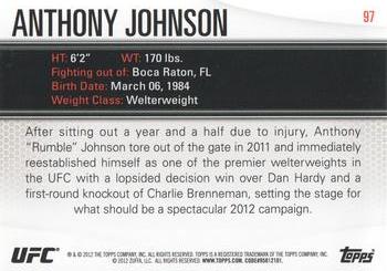 2012 Topps UFC Knockout #97 Anthony Johnson Back