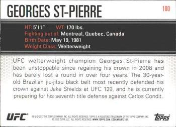 2012 Topps UFC Knockout #100 Georges St-Pierre Back