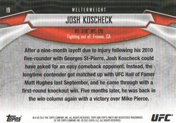 2012 Finest UFC #19 Josh Koscheck Back