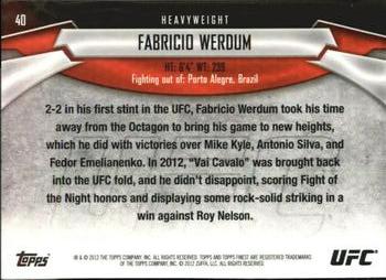2012 Finest UFC #40 Fabricio Werdum Back