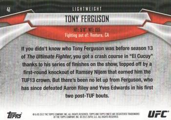 2012 Finest UFC #41 Tony Ferguson Back