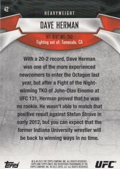2012 Finest UFC #42 Dave Herman Back