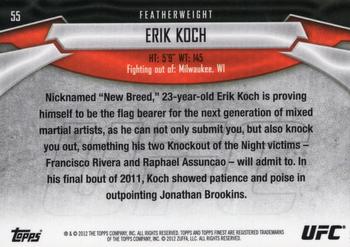2012 Finest UFC #55 Erik Koch Back