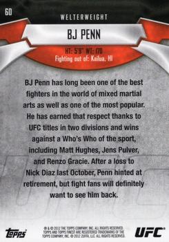 2012 Finest UFC #60 BJ Penn Back
