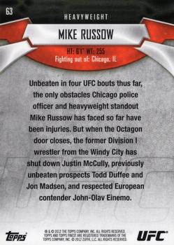 2012 Finest UFC #63 Mike Russow Back
