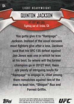 2012 Finest UFC #64 Quinton Jackson Back