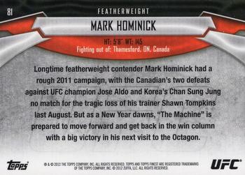 2012 Finest UFC #81 Mark Hominick Back