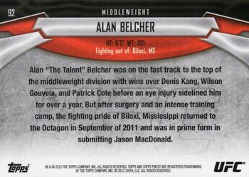 2012 Finest UFC #92 Alan Belcher Back