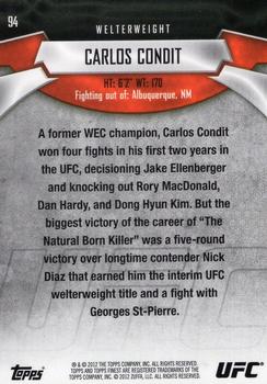 2012 Finest UFC #94 Carlos Condit Back