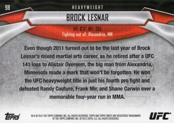 2012 Finest UFC #98 Brock Lesnar Back