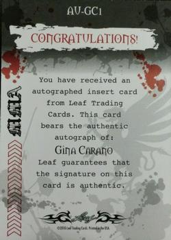 2010 Leaf MMA - Autographs Red #AU-GC1 Gina Carano Back