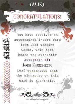 2010 Leaf MMA - Autographs Red #AU-JK1 Josh Koscheck Back