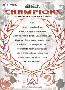 2010 Leaf MMA - Champions Autographs Red #CH-FS1 Frank Shamrock Back