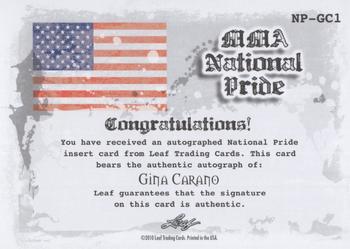 2010 Leaf MMA - National Pride Autographs Red #NP-GC1 Gina Carano Back
