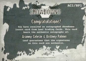 2010 Leaf MMA - Showdowns Dual Autographs Red #AC1/BP1 Arianny Celeste / Brittney Palmer Back
