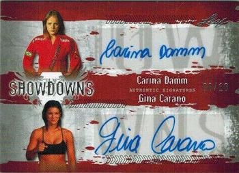 2010 Leaf MMA - Showdowns Quad Autographs Red #Q-DCMK Carina Damm / Gina Carano / Roxanne Modafferi / Sarah Kaufman Front