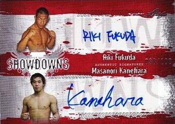 2010 Leaf MMA - Showdowns Quad Autographs Red #Q-FKKM Riki Fukuda / Masanori Kanehara / Sanae Kikuta / Takeya Mizugaki Front